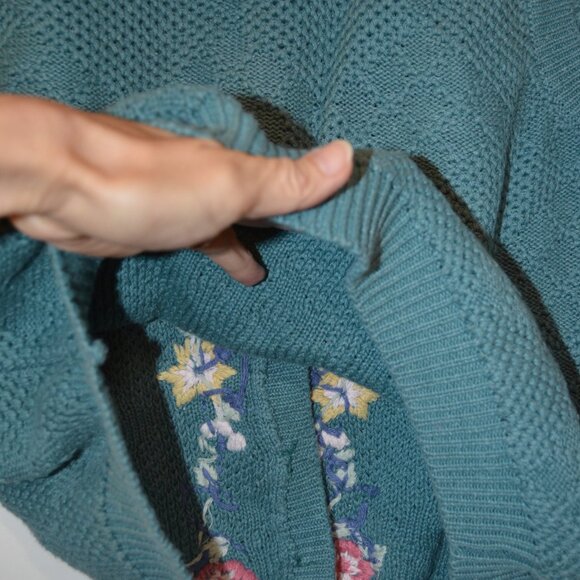 NORTHERN Reflections (R) Ramie/Cotton Floral Embroidery Buttons Knitted Vest M - Picture 7 of 7